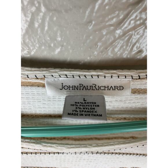 John Paul Richard Top Stretch Knit Short Sleeve Striped‎ Relaxed Fit Size Large - Picture 3 of 3
